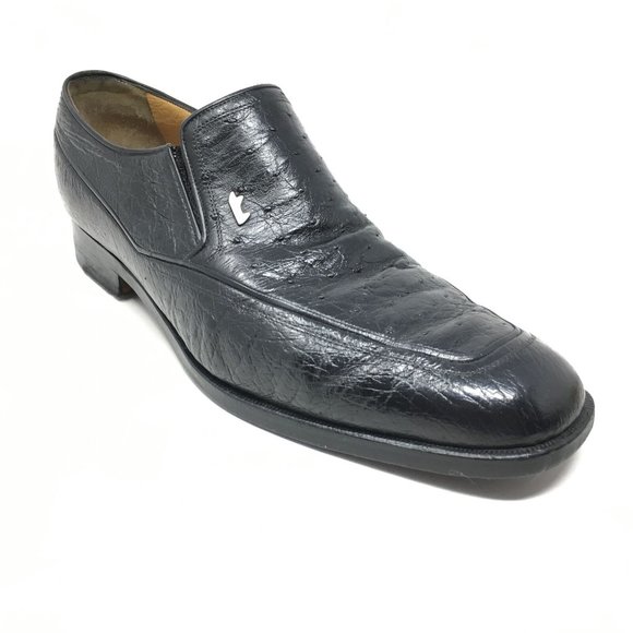 A.Testoni Loafers Shoe Sz 9 UK/10 US Black Ostrich main image 9